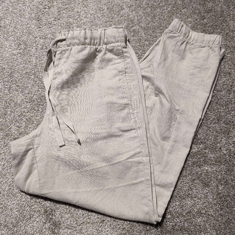 High Waisted Linen Pull-On Jogger Pants